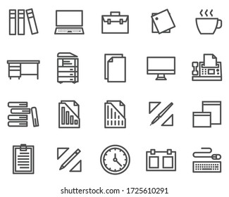 business and office icons. line icon for design.