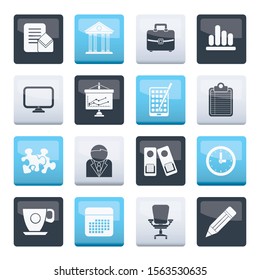 Business and office icons over color background - vector icon set