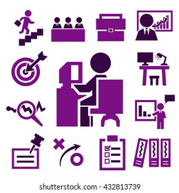 business office icons set