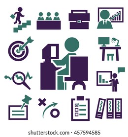 business office icons set