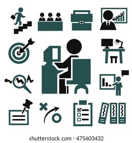 business office icons set