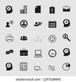 business office icons set - computer and phone signs and symbols.