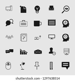 business office icons set - computer and phone signs and symbols.