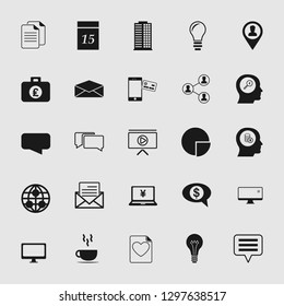 business office icons set - computer and phone signs and symbols.