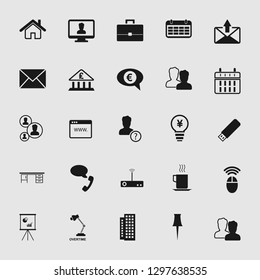 business office icons set - computer and phone signs and symbols.