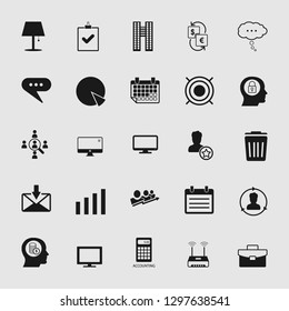 business office icons set - computer and phone signs and symbols.