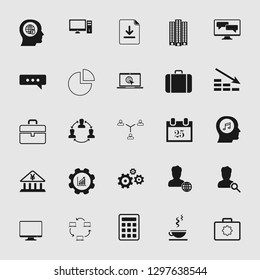 business office icons set - computer and phone signs and symbols.