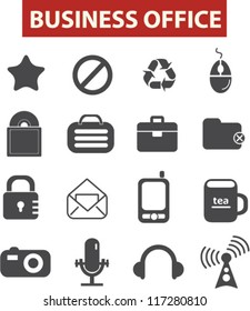 business & office icons set, vector