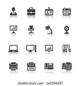 Business and Office Icons with White Background