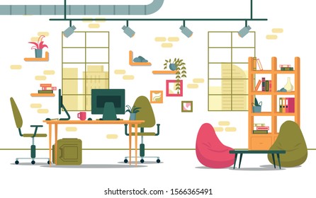 Business Office Interior in Coworking Center.