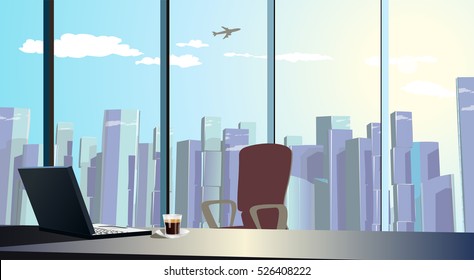 business office interior in sky scrapper