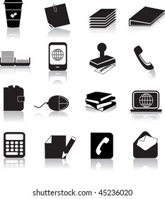 Business Office Items Illustrated As Black Silhouettes