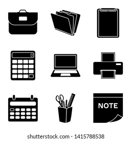 Business office life. Black vector icons