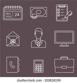 Business and office line vector icons set.
