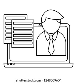 Business office and marketing in black and white
