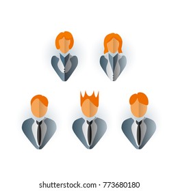 Business office men and women icons