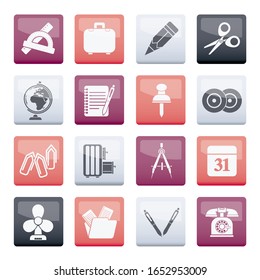 Iconos de objetos profesionales y de oficina sobre fondo de color - conjunto de iconos vectoriales
