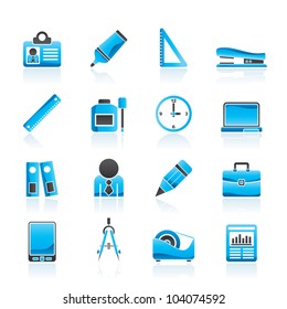 Business and office objects icons - vector icon set