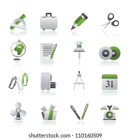 Business and office objects icons - vector icon set