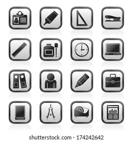 Business and office objects icons - vector icon set