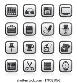 Business and office objects icons - vector icon set