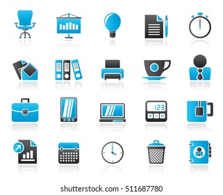 Business and office objects icons - vector icon set