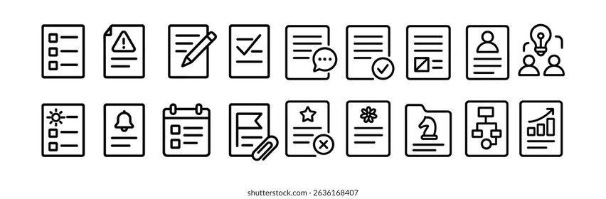 Business, office outline icon set - linear symbols for productivity, organization