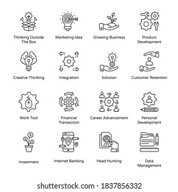 Business and Office Outline Icons - Stroked, Vectors