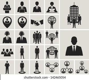 Business and office people, management, human resources vector icons set