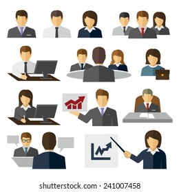 Business Office People Vector Flat Icons  