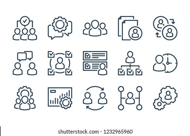 Business and office related line icon set. HR and structure line vector icons. Business and office related line icon set. HR and structure line vector icons.