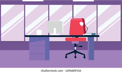 business office room vector illustration