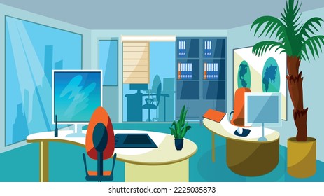 Business office scene manager office vector illustration