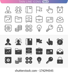 Business and office set. Trendy line icons for web and mobile. Normal and enable state.