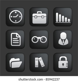 business & office square black web buttons, icons, signs, vector