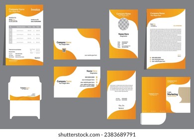 Business office stationary mockup template of File folder,corporate custom stationery design template,