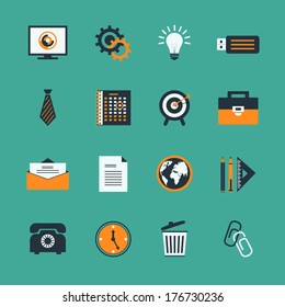 Business office stationery icons set of creative lightbulb phone and target isolated vector illustration