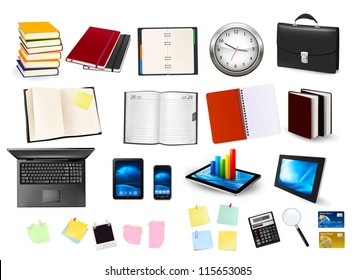 Suministros de oficina y de negocios. Vector.