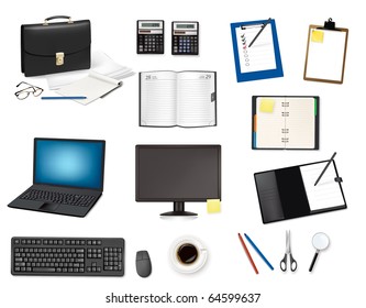 Business and office supplies. Vector.