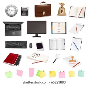 Business And Office Supplies. Vector.