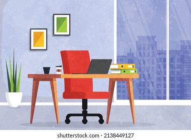 Business office table and chair. Vector Illustrator
