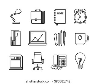 Business and office thin line icons. Office line icons and Business line icons on white background. Vector illustration