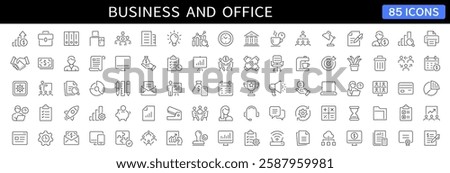 Business and Office thin line icons set. Editable stroke icons. Vector