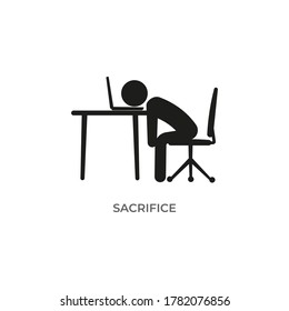 Business office tired worker flat icon pictogram isolated on white background.