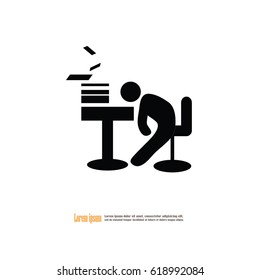 Business office tired worker.asleep man icon.vector illustration.