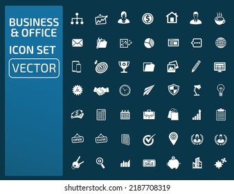 Diseño de conjunto de iconos de vectores de oficina y negocio
