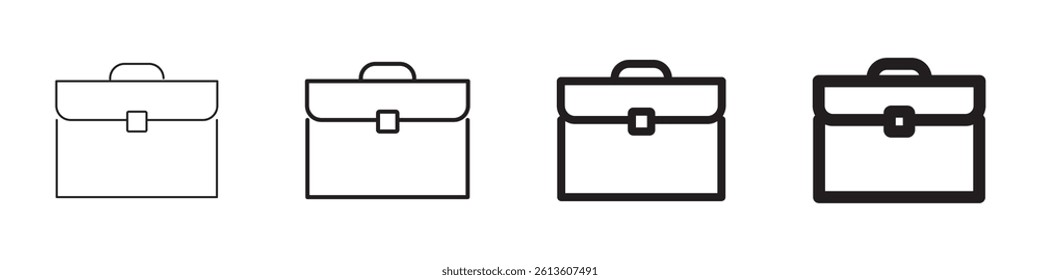 Business office work briefcase baggage outlined black isolated illustration. Vector icons in flat style