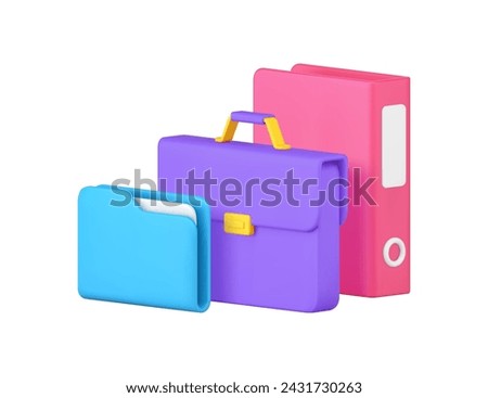 Business office work optimization accounting document paperwork 3d icon realistic vector illustration. Corporate management marketing efficient productivity job organization commercial company