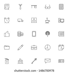 business, office, work thin line icons set. simple outline icon pack for business, teamwork, and company.