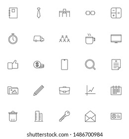 business, office, work thin line icons set. simple outline icon pack for business, teamwork, and company.